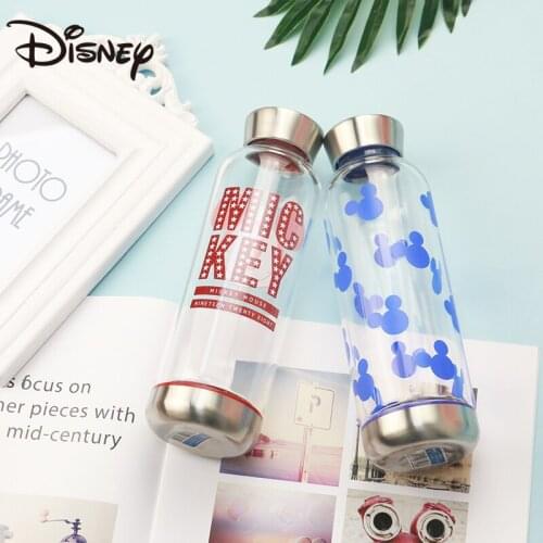 Disney glass portable water bottle Clear water bottle Creative cup for men and women glass milk bottle iced coffee kettle