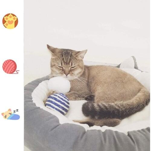 Pet Cat Bed Ears Nest Soft Warm Washable Round Dog Cat Cushion Home Mat Cat Beds Sleeping House Pet Supplies Products