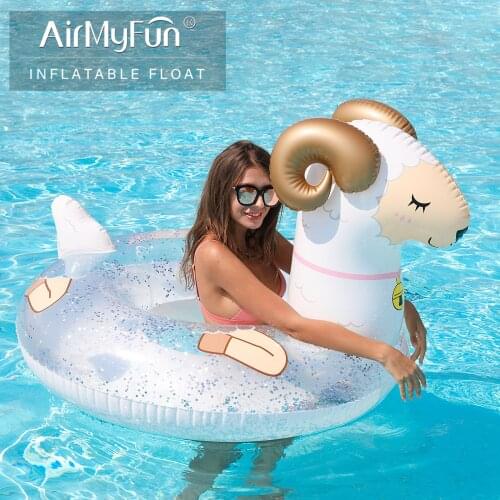 AirMyFun Inflatable Sheep Giant Pool Floats- 45 Inches Tubes for Floating Indoor Outdoor, Vacation, Summer Holiday