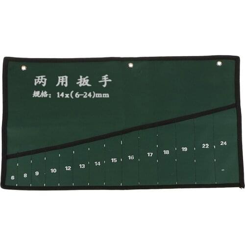 Canvas Roll Up Tools Storage Bag 14-Pocket Spanner Wrench Organizer Pouch