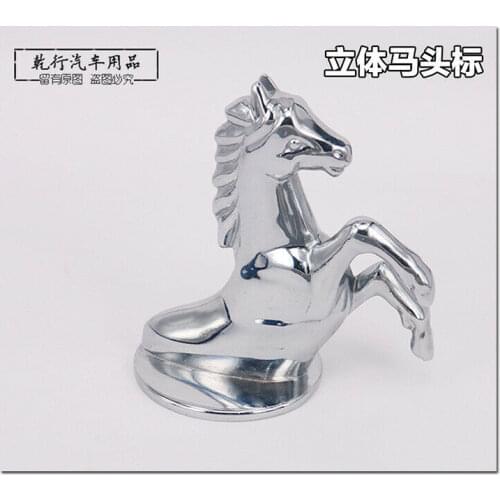 Chrome 3D Metal Horse Pony Car Front Hood Ornament Emblems Decal Badge Sticker