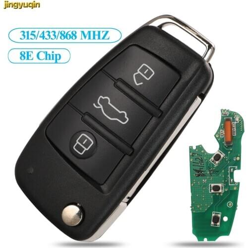 Jingyuqin Remote Car Key Control FSK For Audi A6L Q7 8E0837220Q 315/433/868MHz 8E Electronic 8E Chip 8E0837220QAF Flip 3 Button