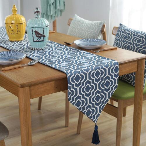 Junwell Multi-Size Polyester Jacquard Elegant Table Runners With Tassel For Home Dining Table Decorative Coffee Table