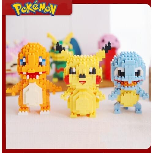 Pokemon Building Blocks Small Building Pokemon Blocks Cartoon Animal Model Small Particle Educational Assembling Toys Kids Gifts