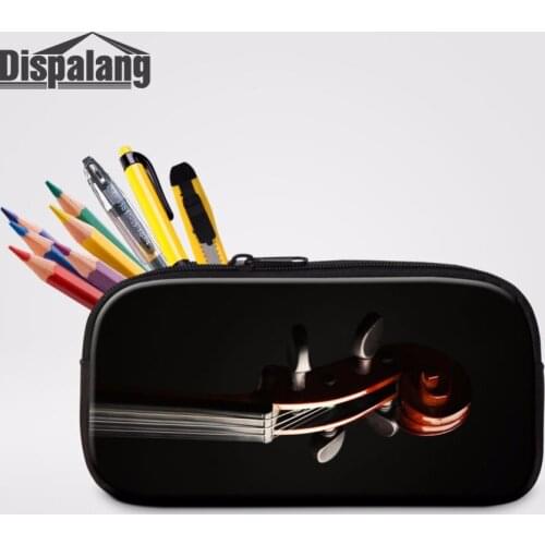 Dispalang Cosmetic Bags Music Violin Prints Children Pencil Bag Portable Girls Storage Bag Practical Pencil Case Kids Stationery