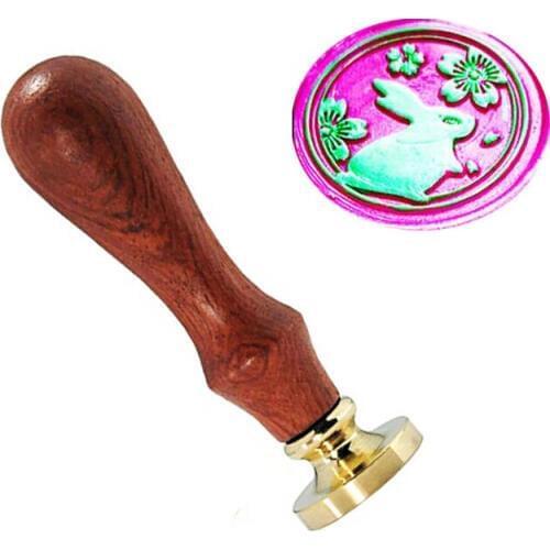 Rabbit Sakura Flower Vintage Custom Picture Wedding Invitation Wax Seal Sealing Stamp Sticks Spoon Gift Box Set Kit