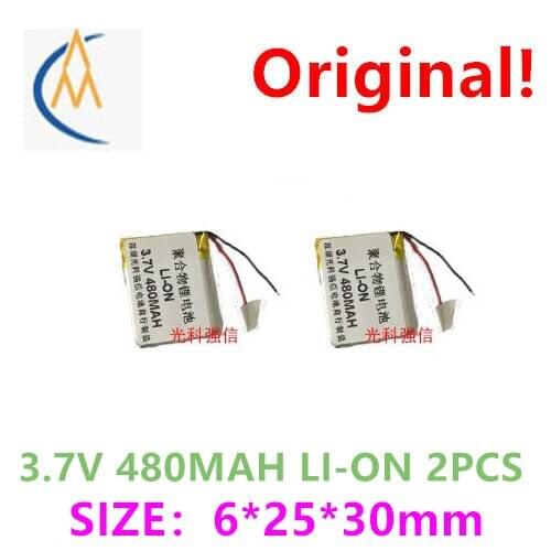 2PCS New full capacity 3.7V polymer lithium battery 602530 480mah MP3 Bluetooth headset / device / micro audio toy LED