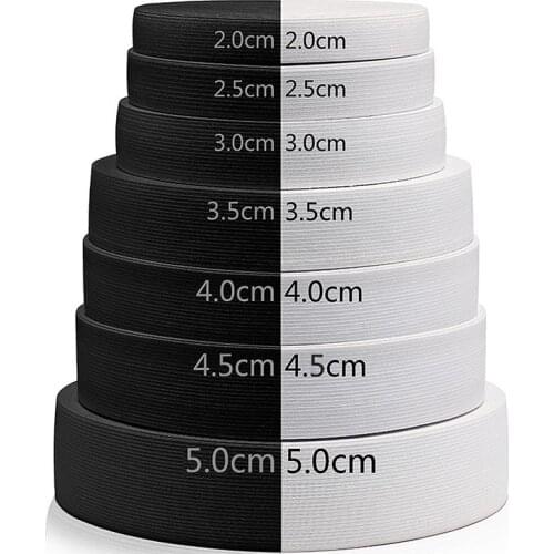 30/40 Meters Sewing Elastic Bands 15/20/25/30/35/40/45/50/60mm Waistband White Black Stretching Ribbon Sewing Accessories