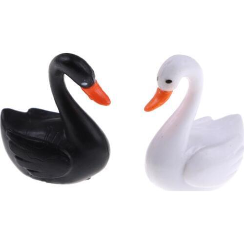Mini Animal Figures Toys Birds Crane Black Swan Toys for Children Micro Figurines DIY Miniature Garden Figurine