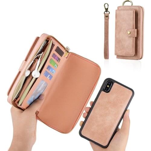 Multi-function Zipper Luxury PU Leather Wallet Case For iPhone XS X 6 6S 7 8 Plus Case Bag For iPhone 6 6S Bags Capinha
