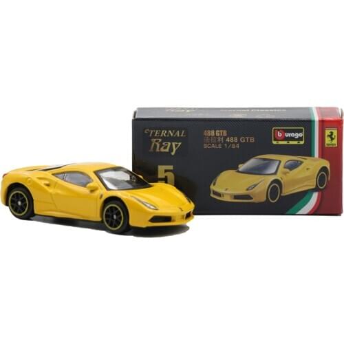 1:64 Bburago Eternal Ray Ferrari 488 GTB yellow Diecast Model Car