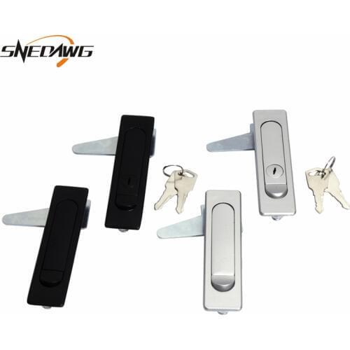 MS730 Zinc Alloy Cabinet Lock Silver/Black Industrial Distribution Box Plane Lock 117x30mm Mailbox Cabinet Plane Lock