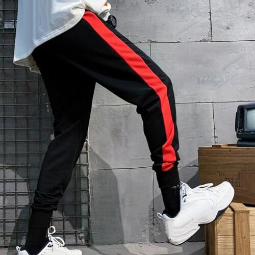Men Joggers Casual Pants Fitness Sporty Men Color Block Ankle Tied Long Elastic Cotton Pants Running Trousers Jogger Track Pants