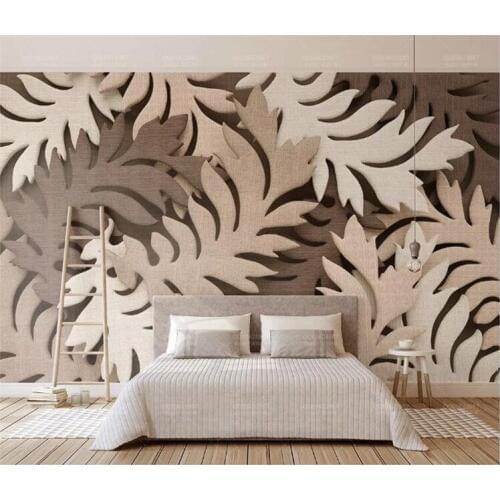 Custom Any Size Mural Wallpaper Creative 3D Leaves Brown Cloth Nordic Wall Cloth Living Room TV Sofa Home Decor Wall Paper Roll