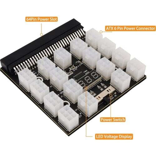 Upgrade Version ATX 17x 6Pin Power Supply Breakout Board Adapter Converter 12V for Ethereum BTC Mining