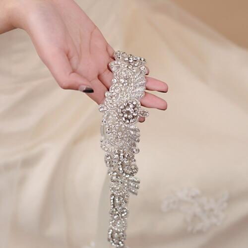 TRiXY S402 Luxury Indian Silk Jewelry Belt Bridal Belts for Women Wedding Belt Crystal Bridal Sash Wedding Dress Belt for Girls