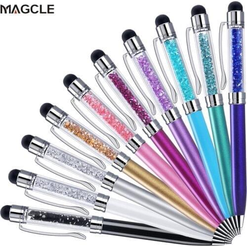 Luxury 2 in 1 Crystal Diamond Stylus Pen and Ball Point Pen Function For Iphone 7 7plus 6s plus Samsung Galaxy S6 S7 10pcs/pack