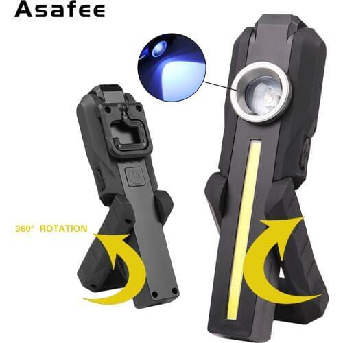 Handheld COB Work Light LED UV White COB Working Light Magnet Hook USB Rechargeable Ultraviolet UV Lamp Torch Flashlight