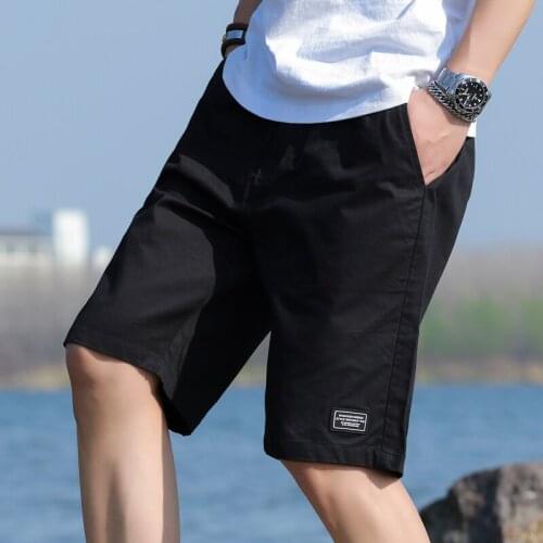 Korean Fashion Summer Shorts Men Pure Cotton Slim Drawstrin Shorts Knee Length Breeches Casual Shorts Solid Color Bermudas Male