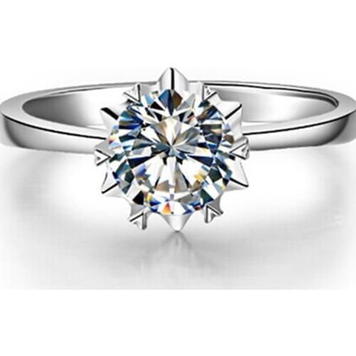 Test Positive Solid White Gold Moissanite Ring 14k 1CT Carbon Ring Engagement Jewelry for Women Snowflake Gold Solitaire Ring