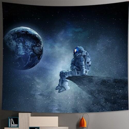 Home Decoration Wall Hanging Earth and Astronaut Tapestry Background Hippie Tapestries Boho Room Decor Hanging Cloth