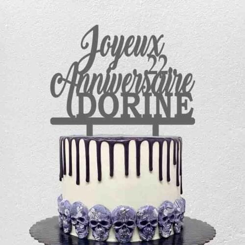 Personalized Happy Birthday in French Custom Name Age Joyeux Anniversaire For France Birthday Party Cake Decoration Topper