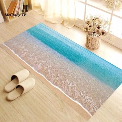 Sea Beach Floor Sticker Waterproof Removable Anti-slip Mural Decal Stickers Wall Bathroom Living Room Bedroom Decorative Sticker