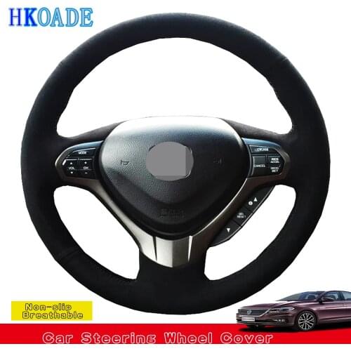 HKOADE DIY Hand-stitched Black Comfortable and Soft Suede Car Accessories Steering Wheel Cover For Honda Spirior Old Accord