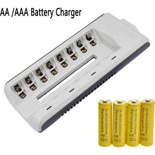 8 Slots Fast Charging Battery Charger AAA AA Battery Chargers with LED Light Smart Battery Charger Ni-MH / Ni-Cd aa aaa Battery