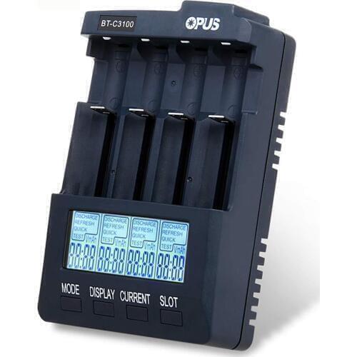 Opus BT - C3100 V2.2 Intelligent Battery Charger 4 Slots AA/AAA LCD Battery Charger Max Charging Capacity 20000mAh EU UK US plug