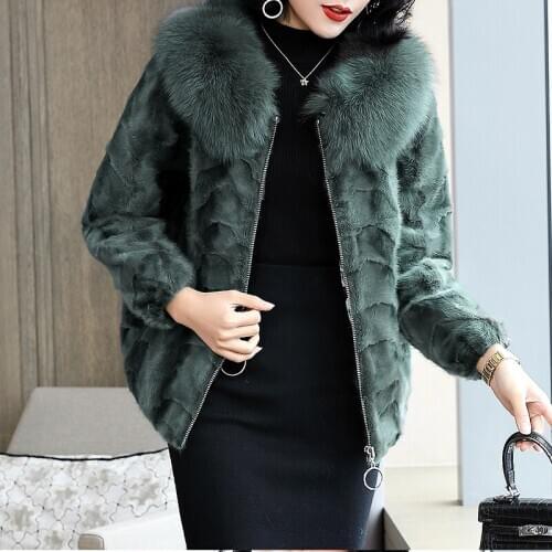Plus Size Jacket Real Mink Winter Coat Fox Collar Korean Coats and Jackets Women Vintage Fur Abrigos MY1071