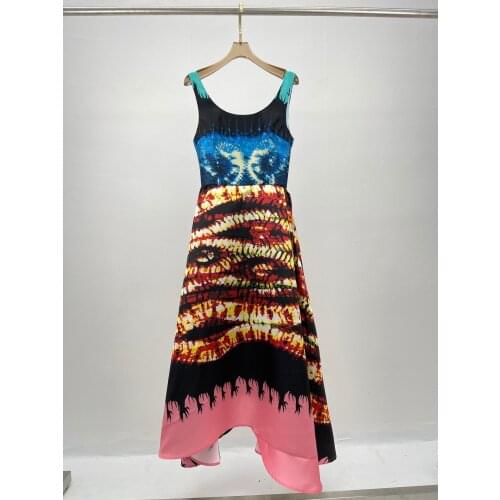 High 2021SS Summer Quality Women Flower Prints Sleeveless Vest Fashion Dress Rmsx 7.19