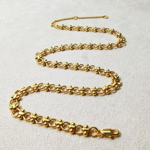 Women gold plated chain choker necklace shiny cute office style fashion necklace
