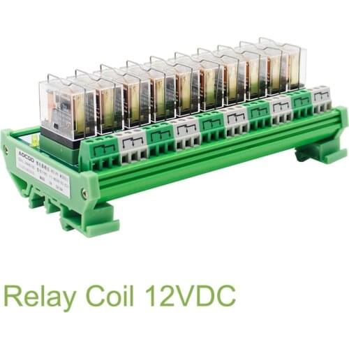 10 Channel 1 SPDT DIN Rail Mount OMRON G2R 12V DC/AC Interface Relay Module