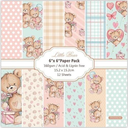 12pc petit ours patterned paper Scrapbooking paper pack handmade craft paper craft Background pad