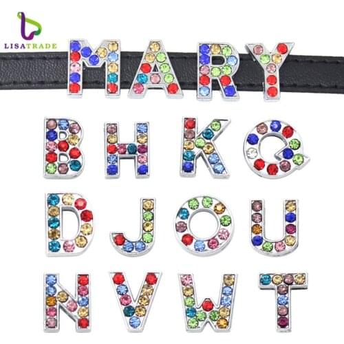 1300pcs 8MM Mix Color Rhinestone Slide Letters charms Fit 8mm Wristband bracelet &bangle Pet Collar Name LSSL015*1300