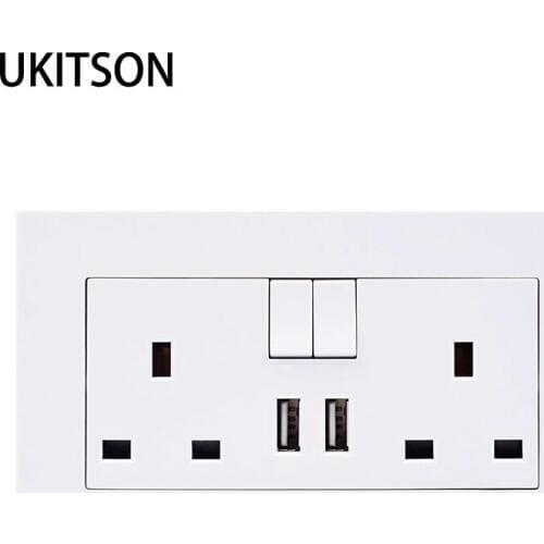 146x86mm Quality Wall Panel With Two USB2.0 Charging 5V 2.1A Wall Outlet UK Singapore Hongkong Socket