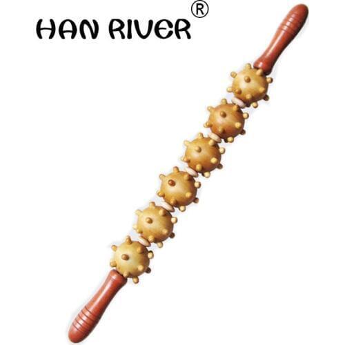 No paint color 16 rounds of coarse wheel meridian rods full-body massage stick rolling back massage wooden