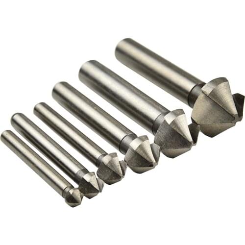 6pcs/lot HSS High Speed Steel Countersink Drill Titanium Drill Press Countersink Boring Bit Three-edged 90 Degree Chamfering