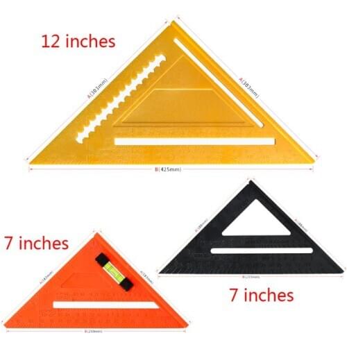 New 7/12 Inch Precision Triangle Ruler Angle Protractor Woodworking Square Measuring