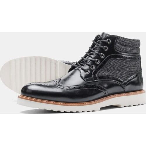 7~12 leather boots brand comfortable 2021 fashion men Brogue boots leather #AL612