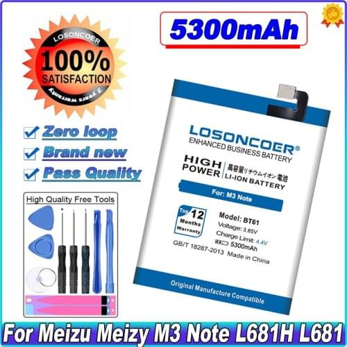 LOSONCOER 5050mAh BT61 For Meizu M3 Note M681H M681 L Version L681 L681H L681C L681M L681Q Phone Battery+Tracking number