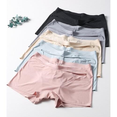Ice Silk Seamless Panties Women Safety Short Boyshort Female Lingerie Girls Underwear Boxer Shorts Underpants For Women