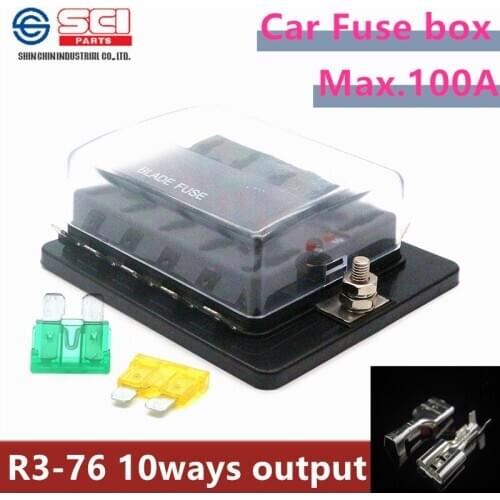 TAIWAN SCI fuse block R3-76/car fuse box with cap/10 ways with LED light/Max 100A 32V