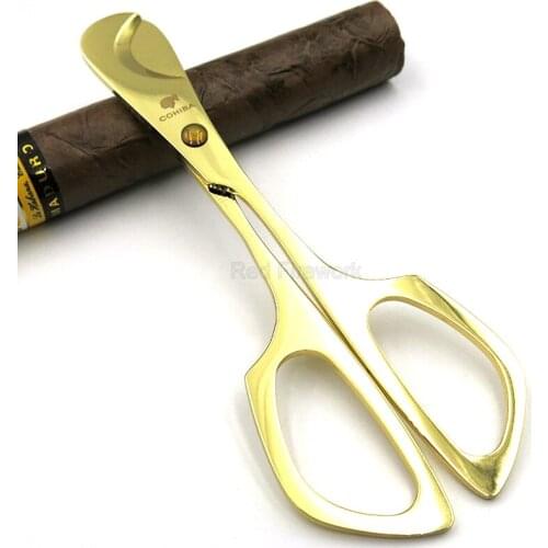 COHIBA Gold Cigar Scissors Stainless Steel Cigar Professional Cigar Scissor Blade Tobacco Metal Cigar Cutter