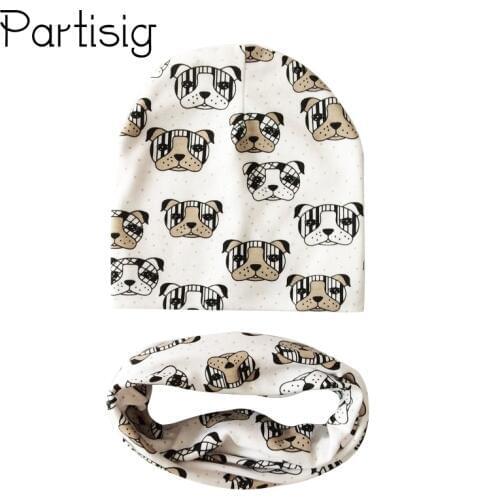 Baby Hat Cotton Animal Printing Baby Cap Scarf Set Autumn Winter Childrens Hats Caps For Boys And Girls