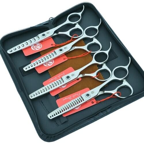 Purple Dragon 5.75" Hair Thinning Scissors 8/12/14/18 Teeth Barber Hair Shears Japanese Steel Salon Hairdressing Scissors A0160B