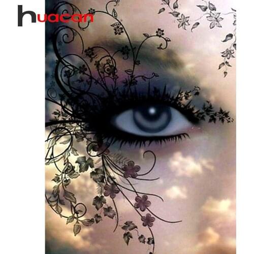 Huacan Diamond Painting Full Square Woman 5D DIY Diamond Embroidery Mosaic Eye Art Kit Decorations Home