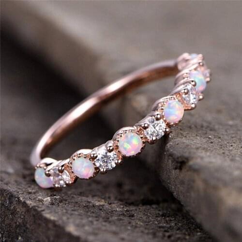 Garilina Personality ring female wholesale rose gold round Opel ring zircon ring for women AR2282