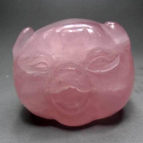 2"/155g Rose Quartz Pig Handmade Stone Carving - crystals and stones healing Mineral specimen Home Decor feng shui XX0327/12